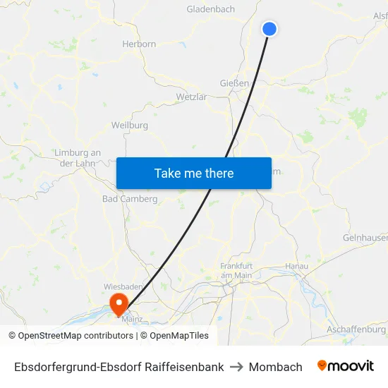 Ebsdorfergrund-Ebsdorf Raiffeisenbank to Mombach map