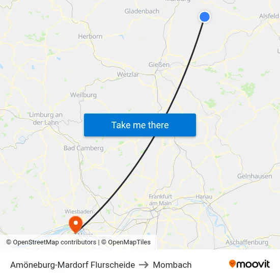 Amöneburg-Mardorf Flurscheide to Mombach map