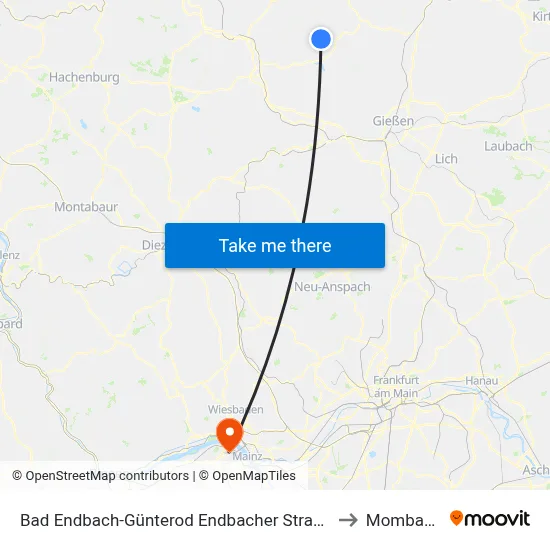 Bad Endbach-Günterod Endbacher Straße to Mombach map