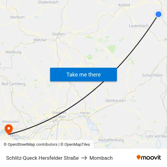 Schlitz-Queck Hersfelder Straße to Mombach map