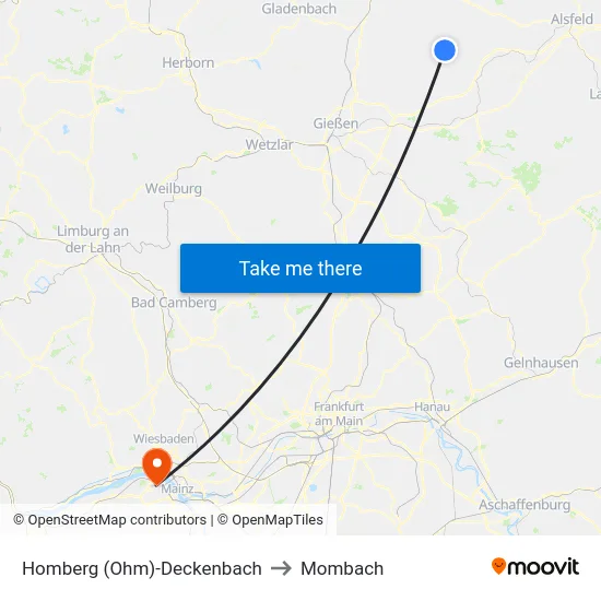 Homberg (Ohm)-Deckenbach to Mombach map