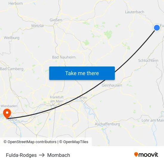 Fulda-Rodges to Mombach map