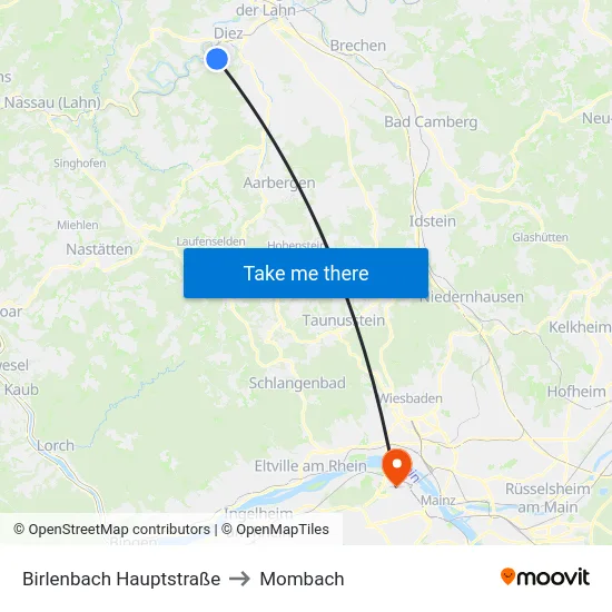 Birlenbach Hauptstraße to Mombach map