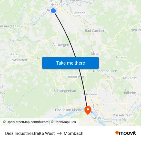 Diez Industriestraße West to Mombach map