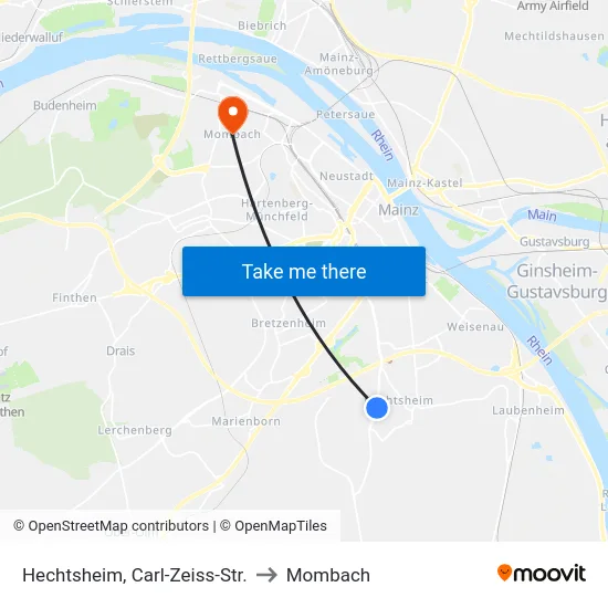 Hechtsheim, Carl-Zeiss-Str. to Mombach map