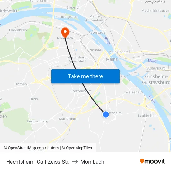 Hechtsheim, Carl-Zeiss-Str. to Mombach map