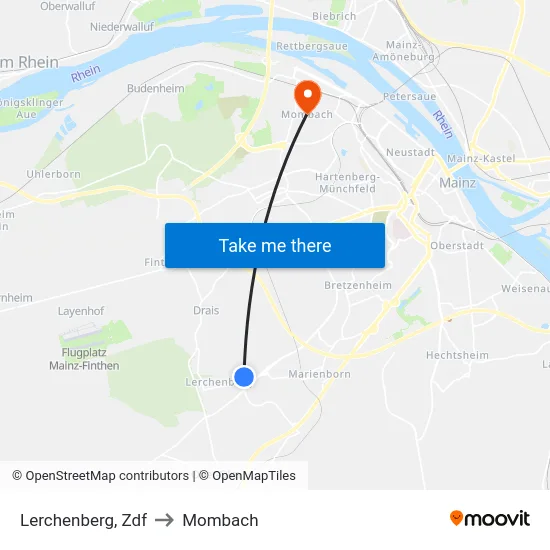 Lerchenberg, Zdf to Mombach map