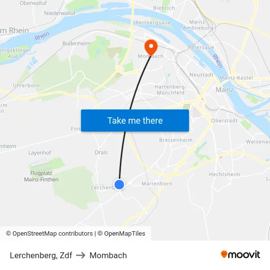 Lerchenberg, Zdf to Mombach map