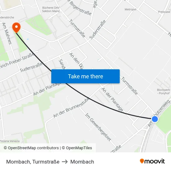 Mombach, Turmstraße to Mombach map