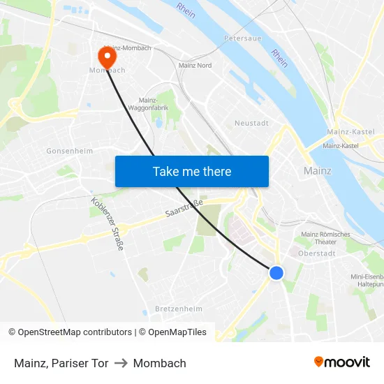 Mainz, Pariser Tor to Mombach map