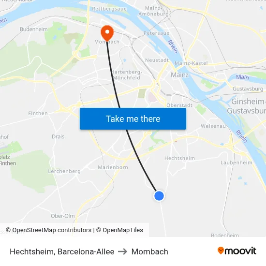 Hechtsheim, Barcelona-Allee to Mombach map