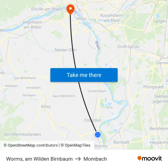 Worms, am Wilden Birnbaum to Mombach map