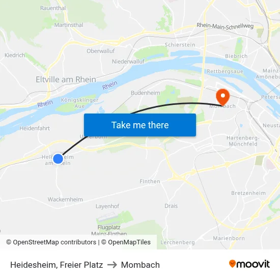 Heidesheim, Freier Platz to Mombach map