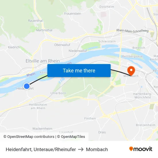 Heidenfahrt, Unteraue/Rheinufer to Mombach map