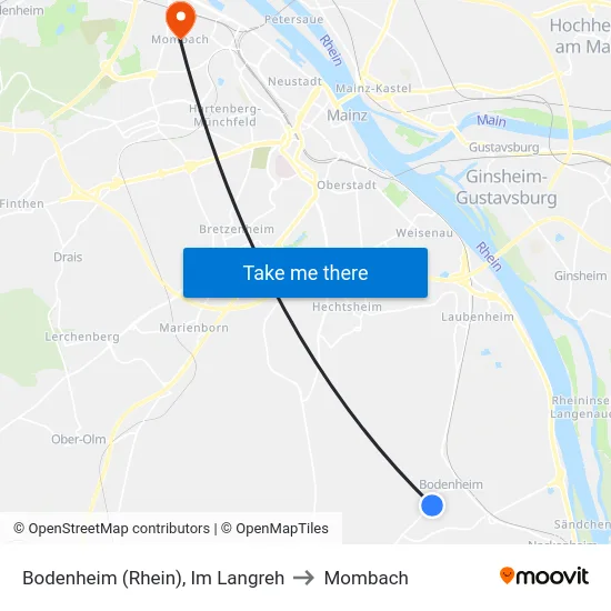 Bodenheim (Rhein), Im Langreh to Mombach map