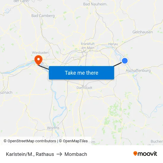 Karlstein/M., Rathaus to Mombach map