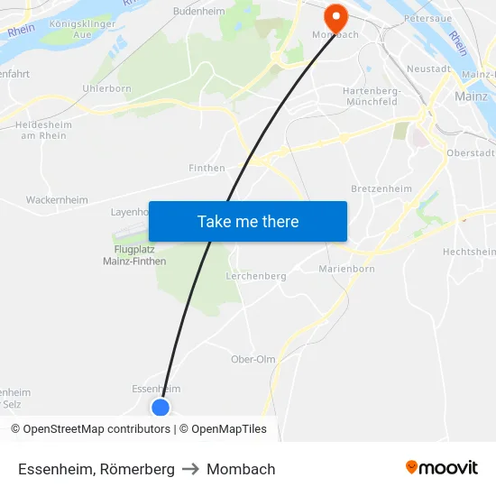 Essenheim, Römerberg to Mombach map