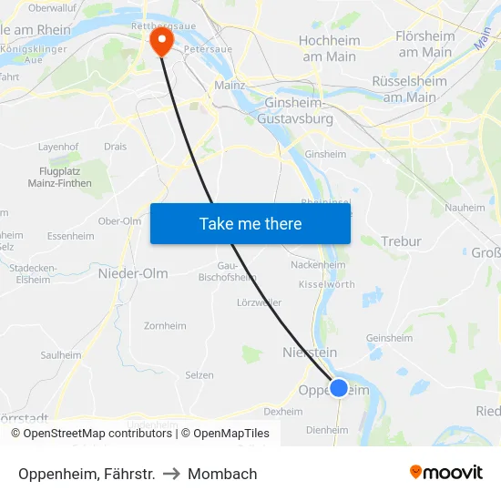 Oppenheim, Fährstr. to Mombach map