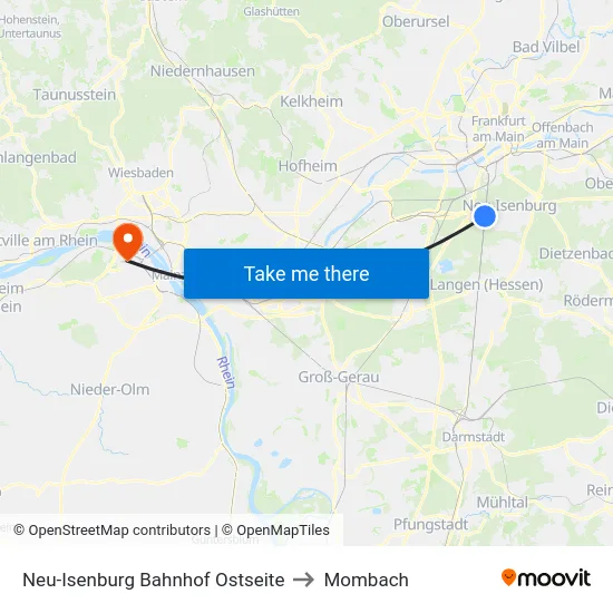 Neu-Isenburg Bahnhof Ostseite to Mombach map