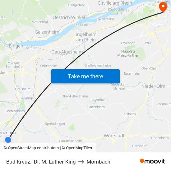 Bad Kreuz., Dr. M.-Luther-King to Mombach map