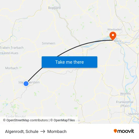 Algenrodt, Schule to Mombach map
