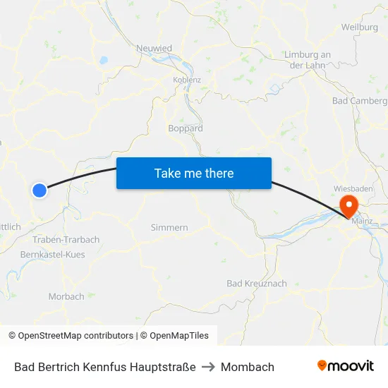 Bad Bertrich Kennfus Hauptstraße to Mombach map