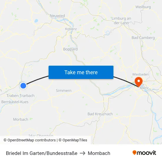 Briedel Im Garten/Bundesstraße to Mombach map