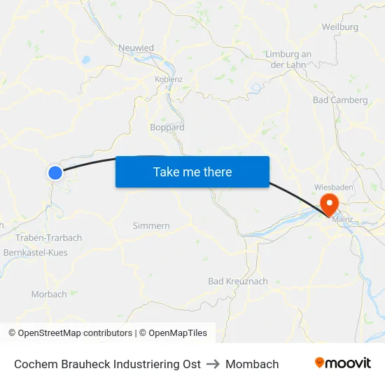 Cochem Brauheck Industriering Ost to Mombach map