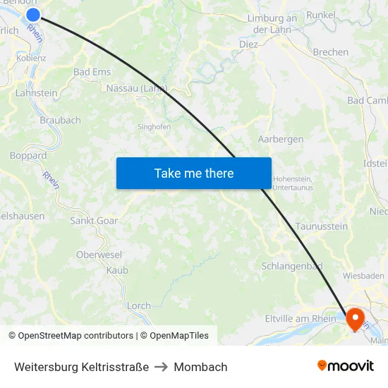 Weitersburg Keltrisstraße to Mombach map