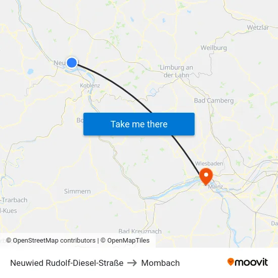 Neuwied Rudolf-Diesel-Straße to Mombach map