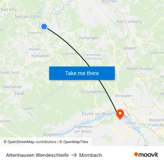 Attenhausen Wendeschleife to Mombach map