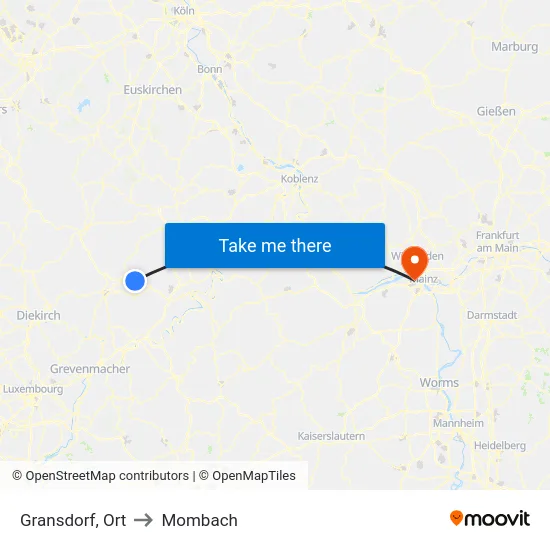 Gransdorf, Ort to Mombach map