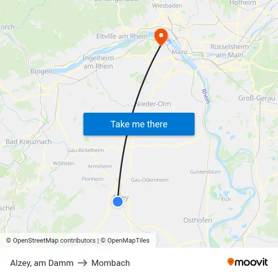 Alzey, am Damm to Mombach map