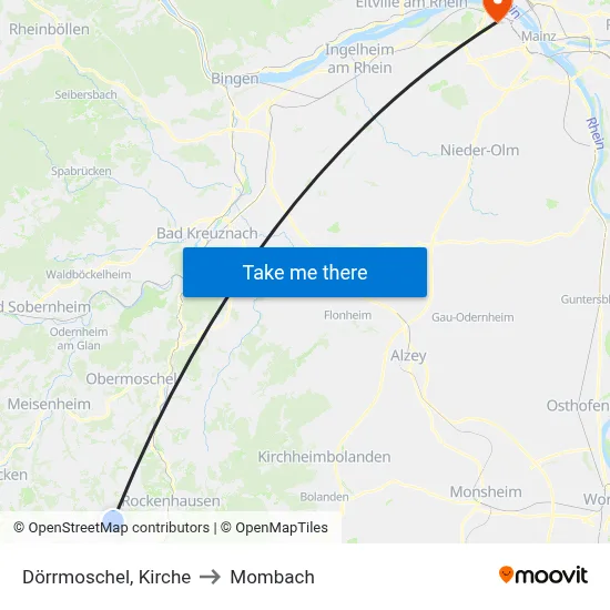 Dörrmoschel, Kirche to Mombach map