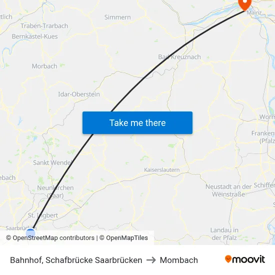 Bahnhof, Schafbrücke Saarbrücken to Mombach map