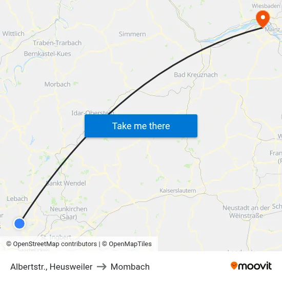 Albertstr., Heusweiler to Mombach map