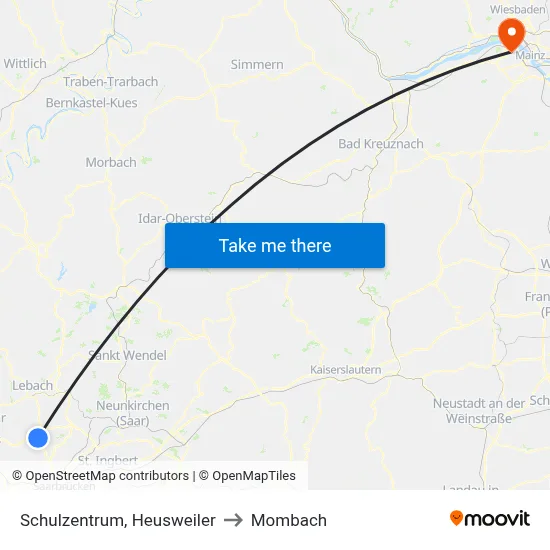 Schulzentrum, Heusweiler to Mombach map