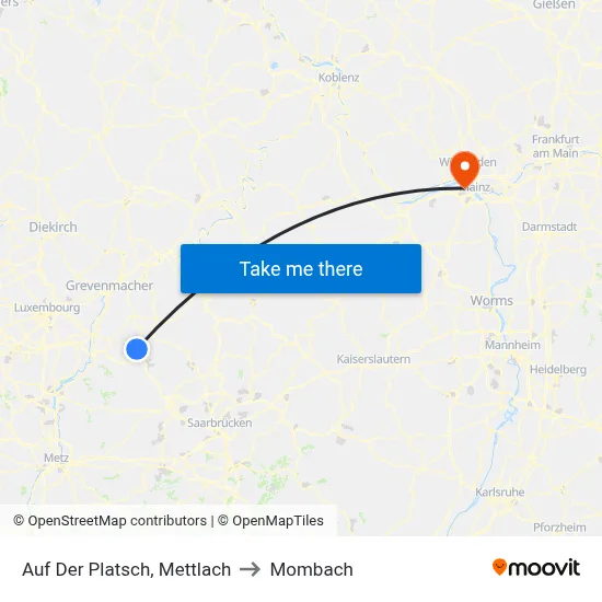 Auf Der Platsch, Mettlach to Mombach map