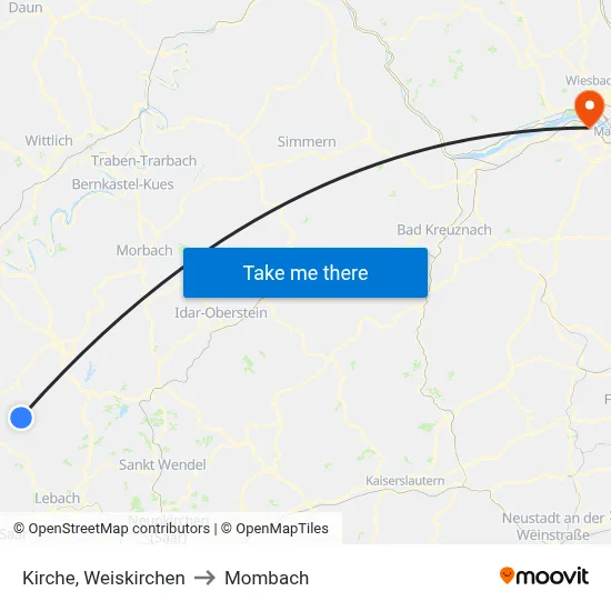 Kirche, Weiskirchen to Mombach map