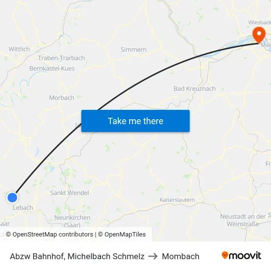 Abzw Bahnhof, Michelbach Schmelz to Mombach map