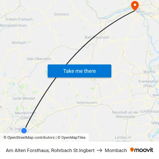 Am Alten Forsthaus, Rohrbach St.Ingbert to Mombach map