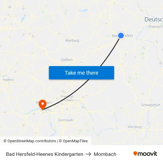 Bad Hersfeld-Heenes Kindergarten to Mombach map