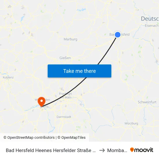 Bad Hersfeld Heenes Hersfelder Straße Mitte to Mombach map