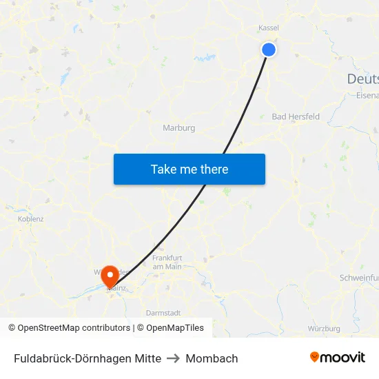 Fuldabrück-Dörnhagen Mitte to Mombach map