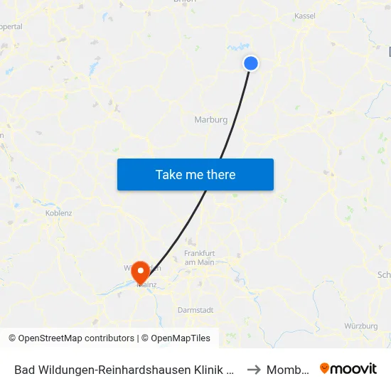 Bad Wildungen-Reinhardshausen Klinik Birkental to Mombach map