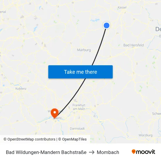 Bad Wildungen-Mandern Bachstraße to Mombach map