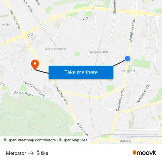 Mercator to Šiška map