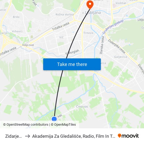 Zidarjevec to Akademija Za Gledališče, Radio, Film In Televizijo map