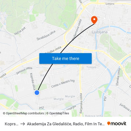 Koprska to Akademija Za Gledališče, Radio, Film In Televizijo map