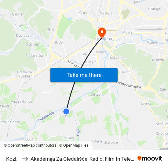 Kozler to Akademija Za Gledališče, Radio, Film In Televizijo map